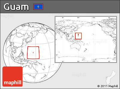 Blank Location Map of Guam, within the entire continent
