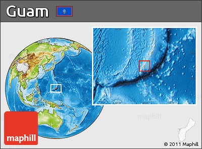 Blank Location Map of Guam, physical outside