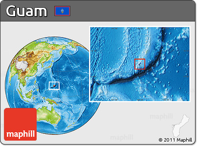 Flag Location Map of Guam, physical outside