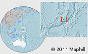 Gray Location Map of Guam, highlighted continent, hill shading