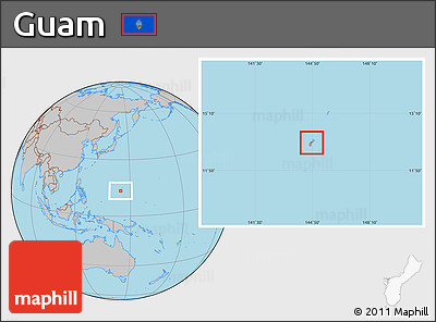Gray Location Map of Guam, hill shading inside
