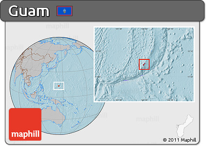 Gray Location Map of Guam, hill shading