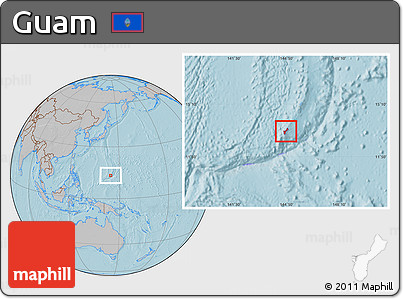 Gray Location Map of Guam, hill shading