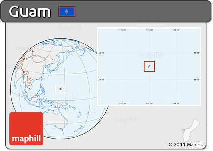 Gray Location Map of Guam, lighten