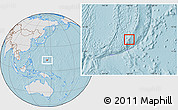 Gray Location Map of Guam, lighten, land only, hill shading