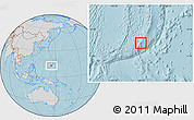 Gray Location Map of Guam, lighten, semi-desaturated, land only, hill shading
