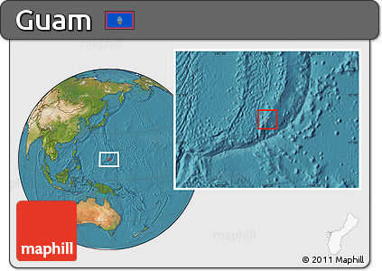 Gray Location Map of Guam, satellite outside