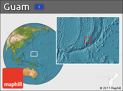 Gray Location Map of Guam, satellite outside
