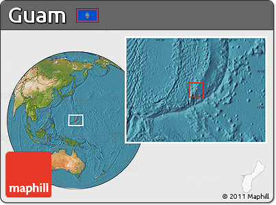 Gray Location Map of Guam, satellite outside