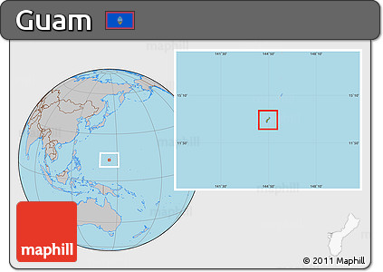 Physical Location Map of Guam, gray outside