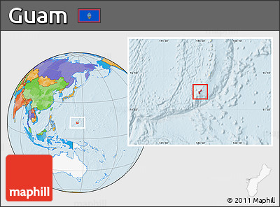 Political Location Map of Guam, highlighted continent