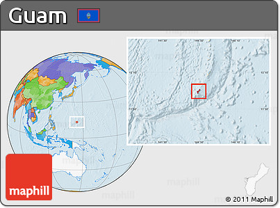 Political Location Map of Guam, highlighted continent