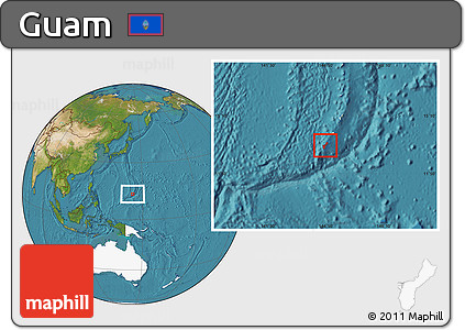 Satellite Location Map of Guam, highlighted continent