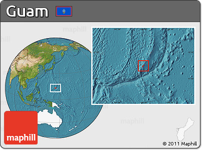 Satellite Location Map of Guam, highlighted continent