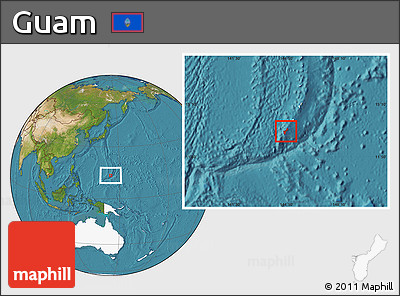 Satellite Location Map of Guam, highlighted continent