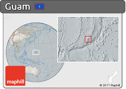 Satellite Location Map of Guam, lighten, semi-desaturated