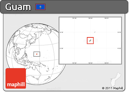 Savanna Style Location Map of Guam, blank outside, hill shading inside
