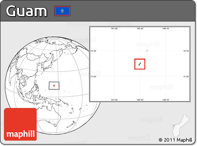 Savanna Style Location Map of Guam, blank outside, hill shading inside