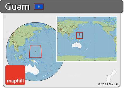 Savanna Style Location Map of Guam, highlighted continent, within the entire continent