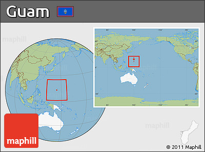 Savanna Style Location Map of Guam, highlighted continent, within the entire continent