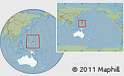 Savanna Style Location Map of Guam, highlighted continent, within the entire continent, hill shading