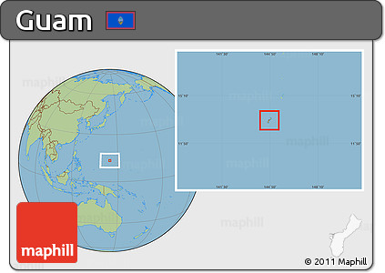 Savanna Style Location Map of Guam, hill shading inside