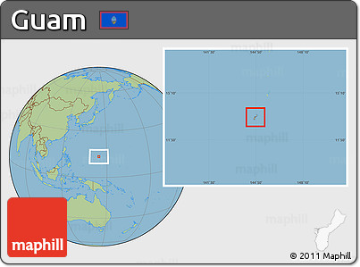 Savanna Style Location Map of Guam, hill shading inside