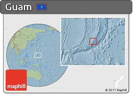 Savanna Style Location Map of Guam, hill shading outside