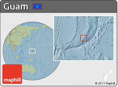 Savanna Style Location Map of Guam, hill shading outside