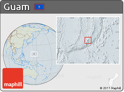 Savanna Style Location Map of Guam, lighten, hill shading