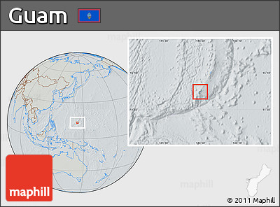 Savanna Style Location Map of Guam, lighten, semi-desaturated, hill shading