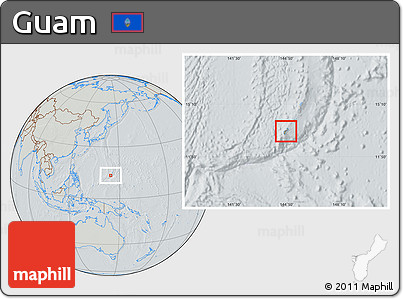 Savanna Style Location Map of Guam, lighten, semi-desaturated, hill shading