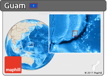 Savanna Style Location Map of Guam, shaded relief outside