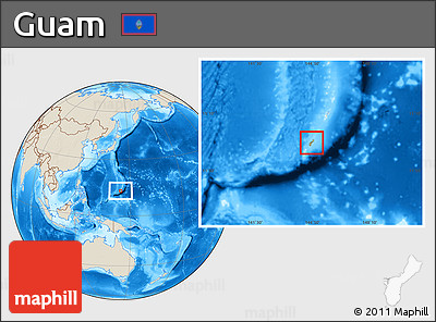 Savanna Style Location Map of Guam, shaded relief outside