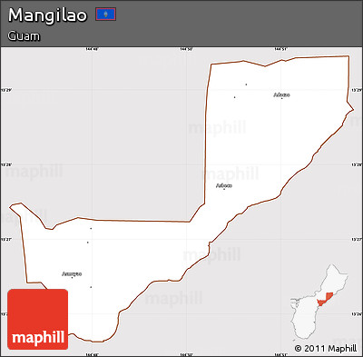 Classic Style Simple Map of Mangilao, cropped outside