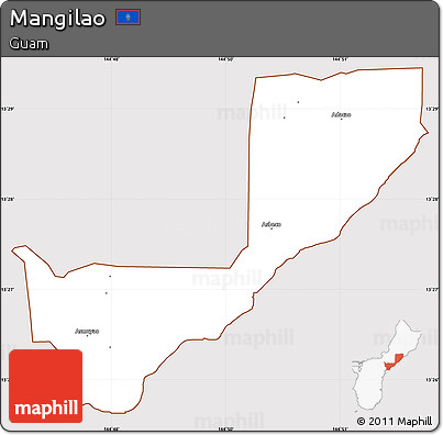 Classic Style Simple Map of Mangilao, cropped outside