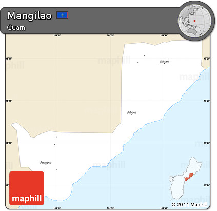 Classic Style Simple Map of Mangilao, single color outside