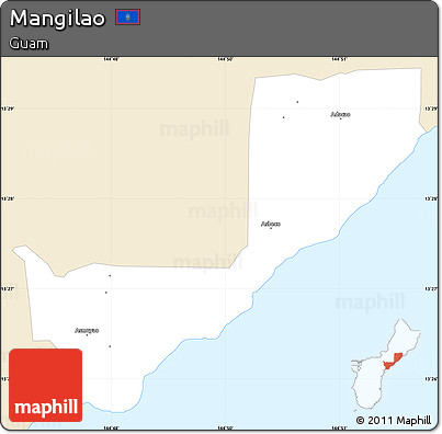 Classic Style Simple Map of Mangilao, single color outside