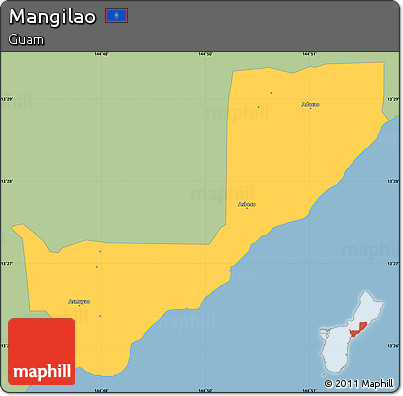 Savanna Style Simple Map of Mangilao, single color outside