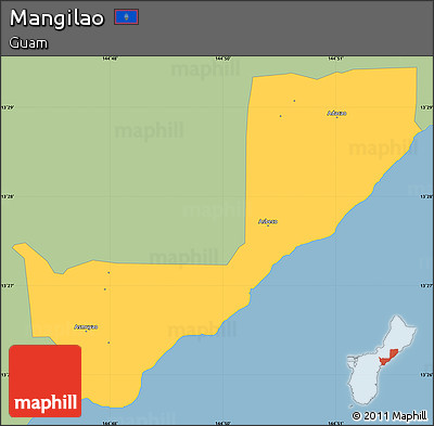 Savanna Style Simple Map of Mangilao, single color outside