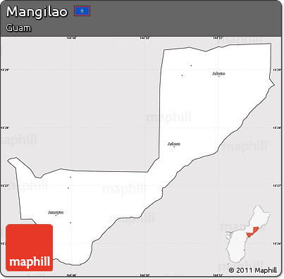 Silver Style Simple Map of Mangilao, cropped outside
