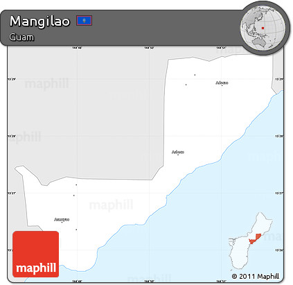 Silver Style Simple Map of Mangilao, single color outside