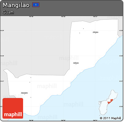 Silver Style Simple Map of Mangilao, single color outside