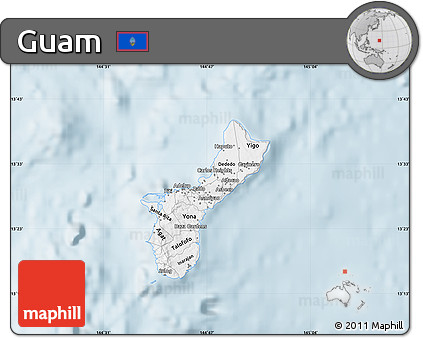 Gray Map of Guam, single color outside