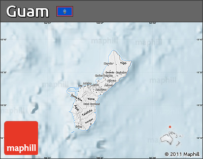 Gray Map of Guam, single color outside