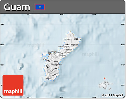 Gray Map of Guam, single color outside
