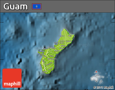 Physical Map of Guam, darken