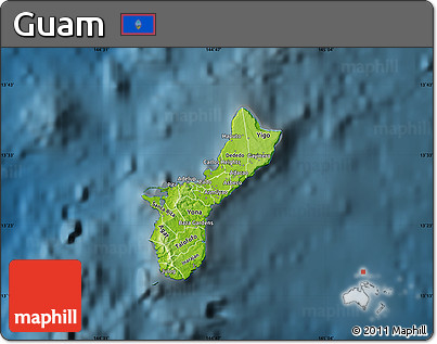 Physical Map of Guam, darken