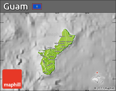 Physical Map of Guam, desaturated