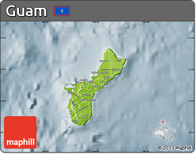 Physical Map of Guam, semi-desaturated